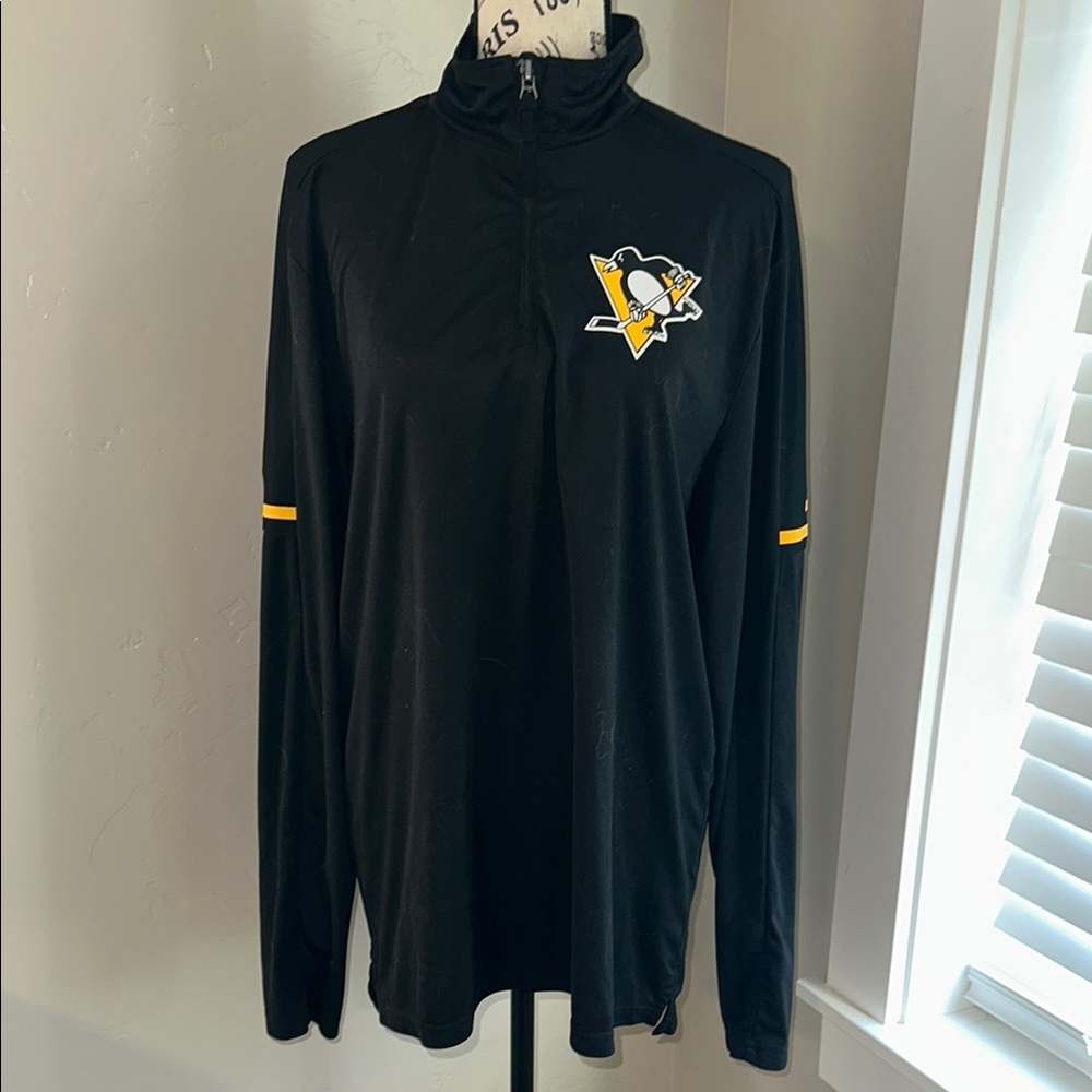 Adidas Black Pittsburgh Penguins Quarter Zip Top